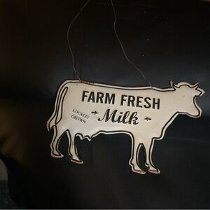 Rustic Farm Fresh Milk Cow Wall Art - Black and White